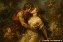 When love feels like war and heaven at the same time  a kiss stolen in the chaos of desire, where angels aim and demons watch.

#EpicRomance #BaroqueLove #ArtThatSpeaks #ForbiddenPassion #LoveAndMadness